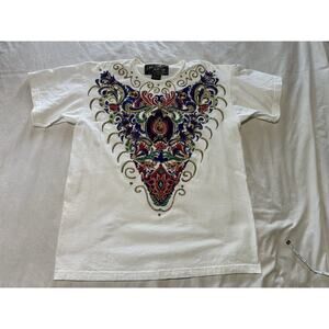 Vintage Art Wear USA Graphic Tee – P2P 23" – Hand-Painted Embellished T-Shirt
